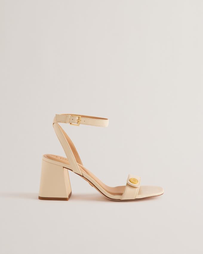 Sandale Ted Baker Block Heel With Coin Detail Blanche Femme | BNQ-67658792